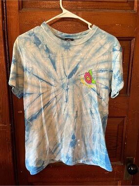 Santa Cruz Skateboards Blue Tie-Dye Tee with Flower Graphic